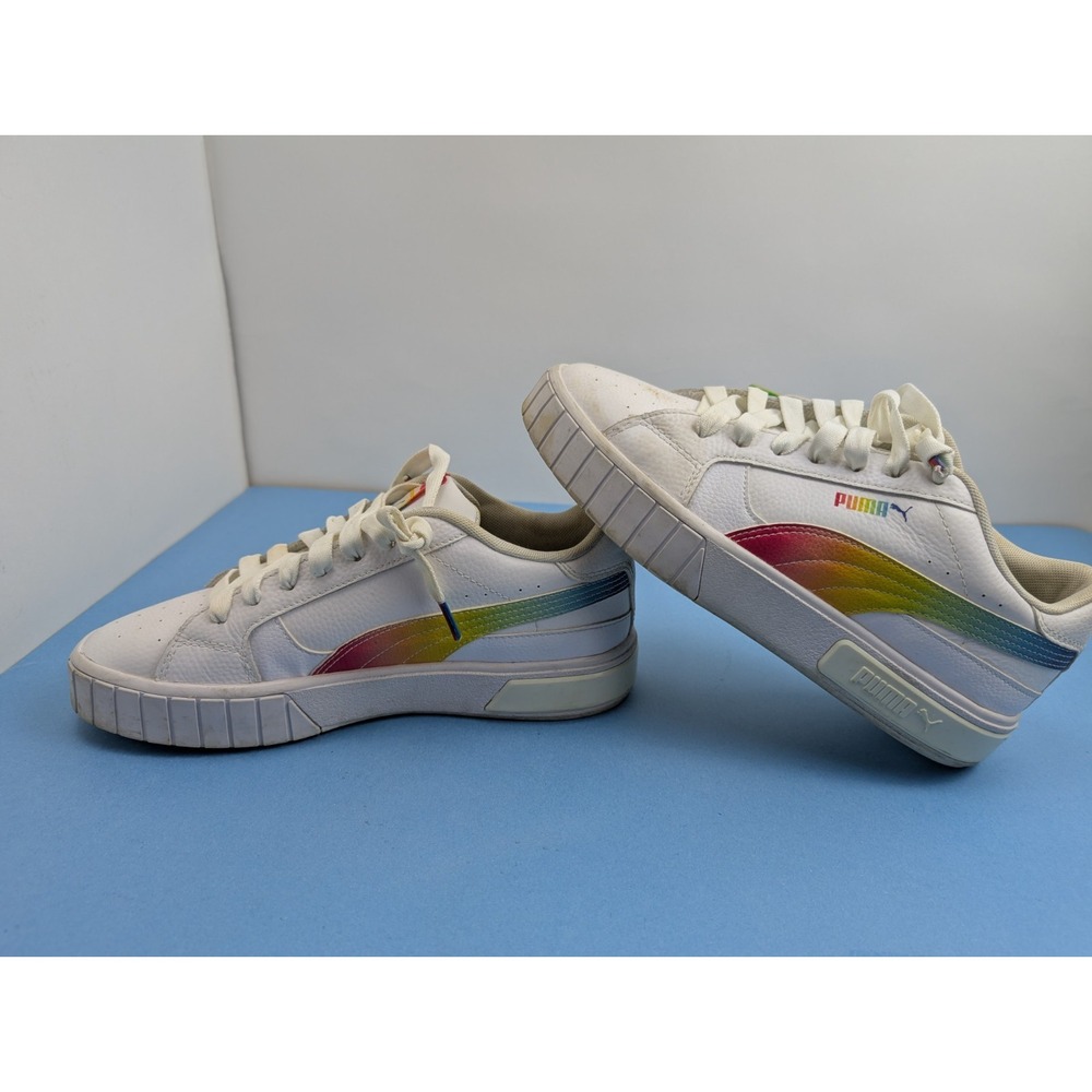Puma Cali Star White Rainbow Sneaker 382315-01 Womens Size 8.5